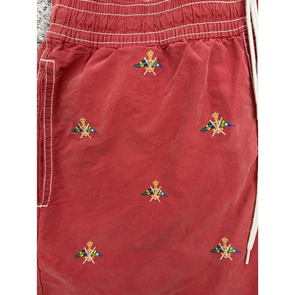 Men's Polo Ralph Lauren Swimsuit Men's Embroidered Nautical Flags Size S Red