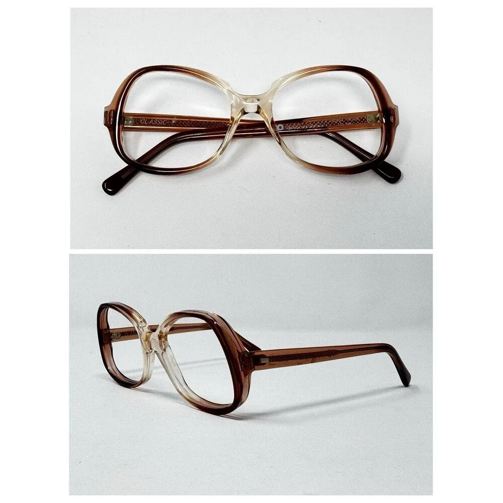 1970s American Optical Classic New Old Stock Eyeglass Frames Amber 50-17-135