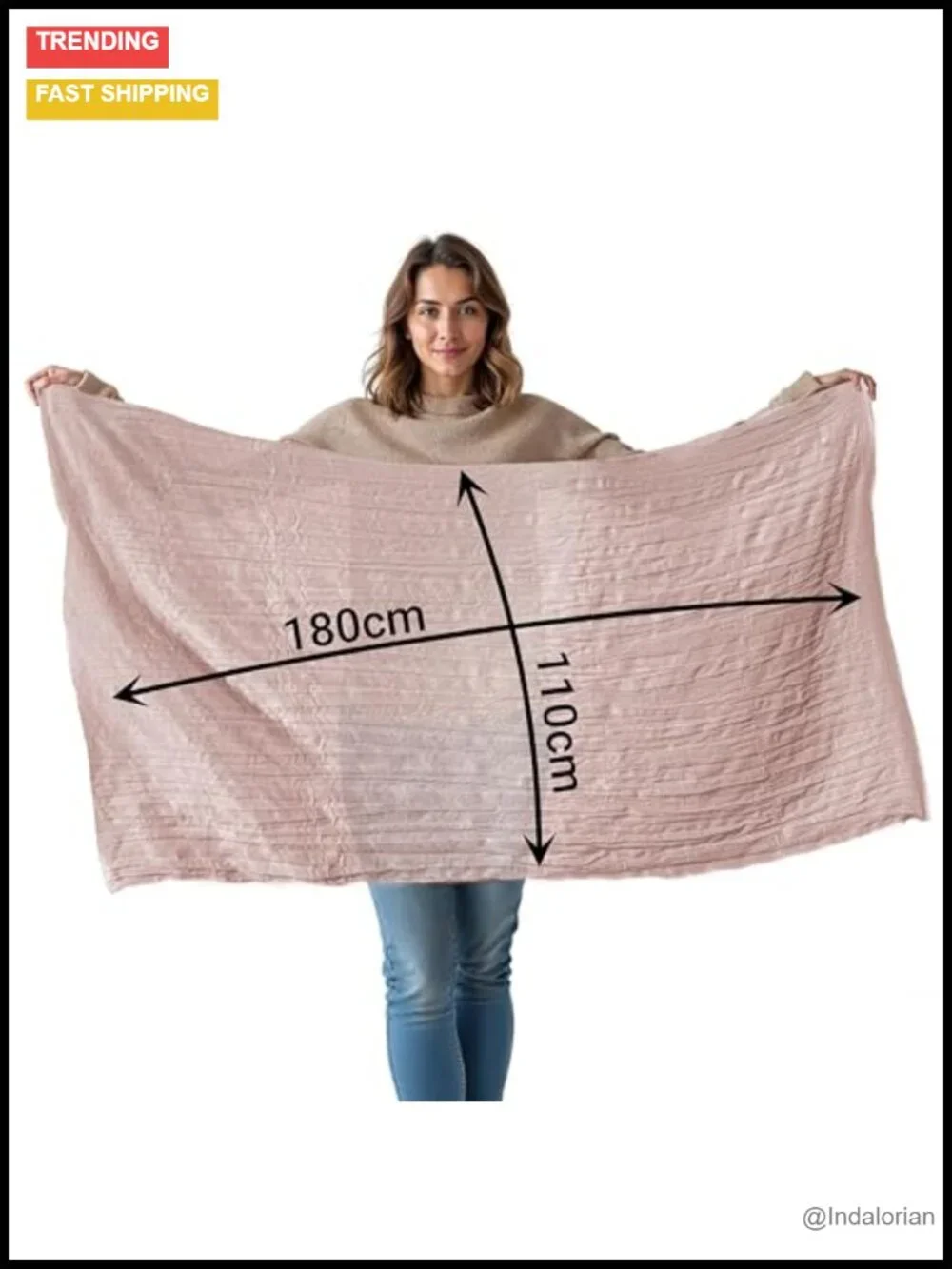 100% Cotton Crinkle Scarf, Fashion Wrap Shawl