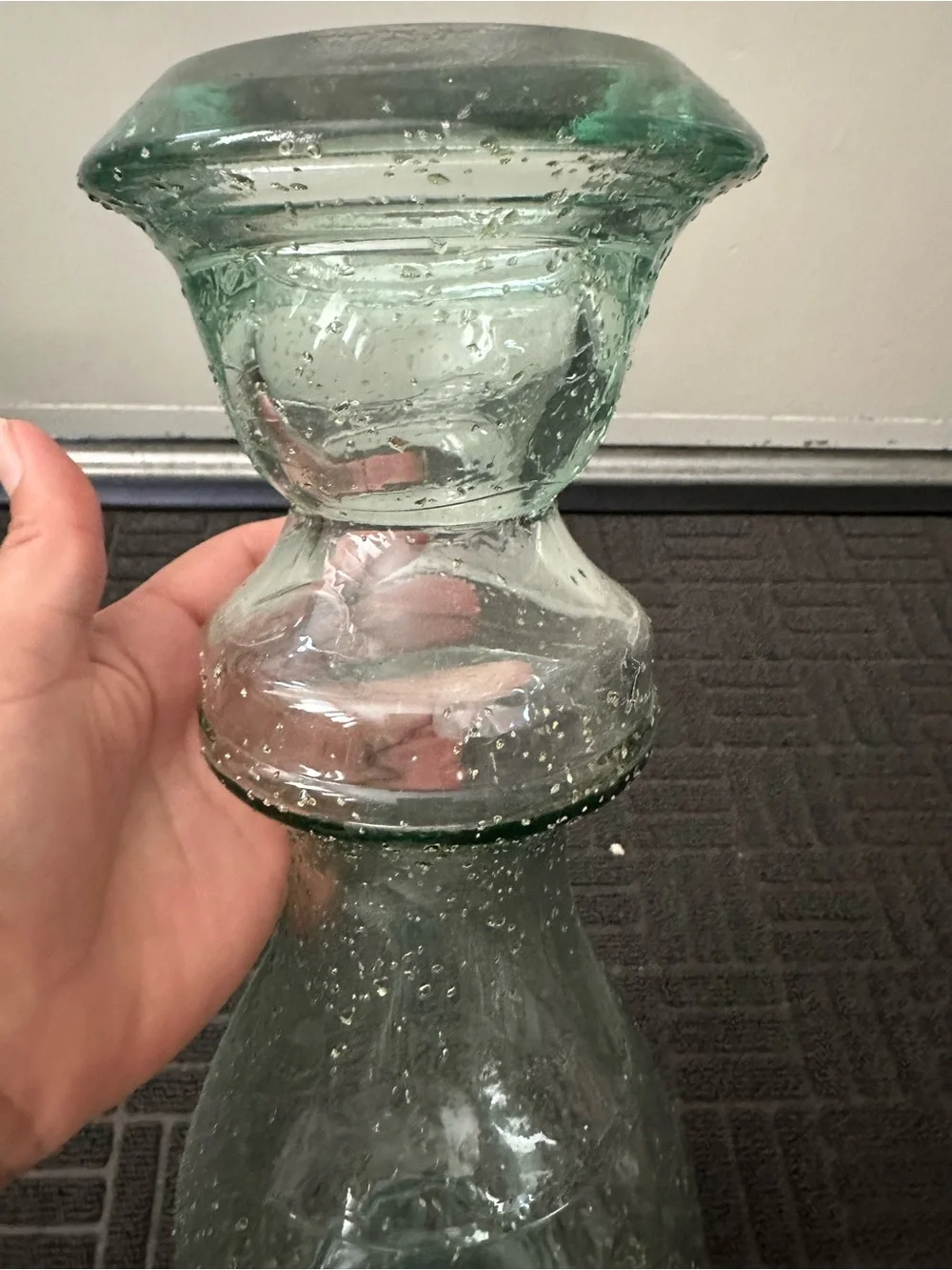 Clear Green Glass Pair Candle Holders - Home Accents
