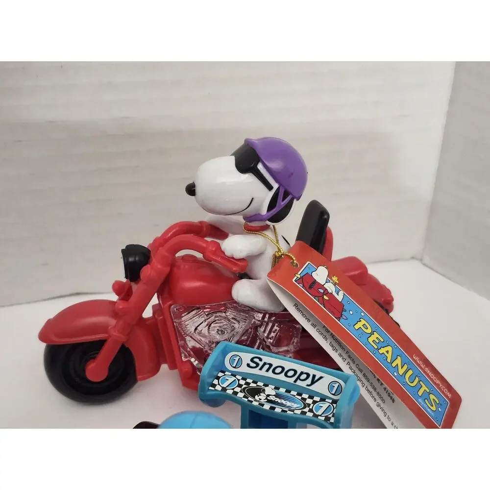Vintage Peanuts Snoopy Vehicle Toy Lot of 5 - Race Cars, Airplane, Motorcycle