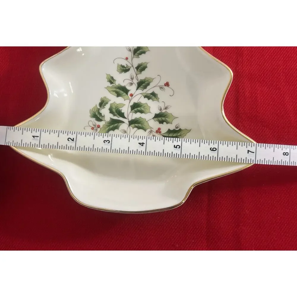 Home for the Holidays  Tree Candy Dish Ivory w/ Gold‎  Christmas Tree Shape 2003