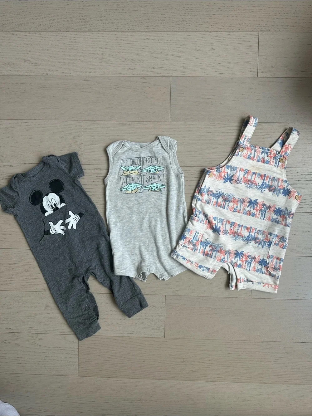 Disney Gray Mickey Baby Romper Set