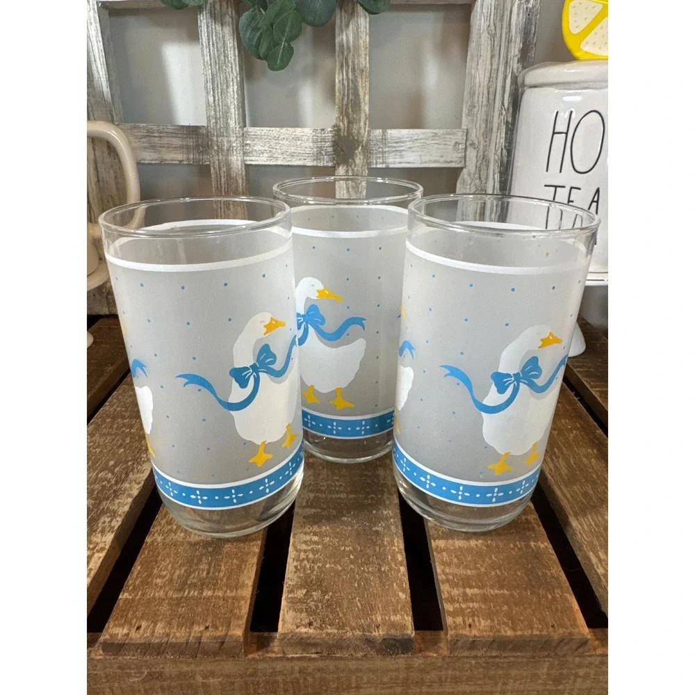 Vintage Aunt Rhody goose drinking glasses Cottage Core Granny Core Farmhouse