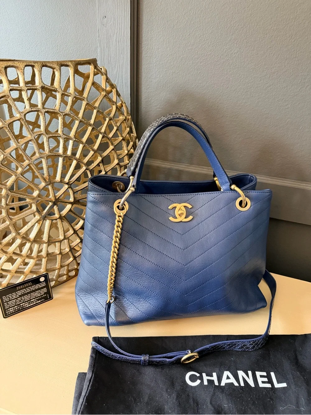 Chanel Chevron Python Chic Small Shopping Tote | 2018 Series