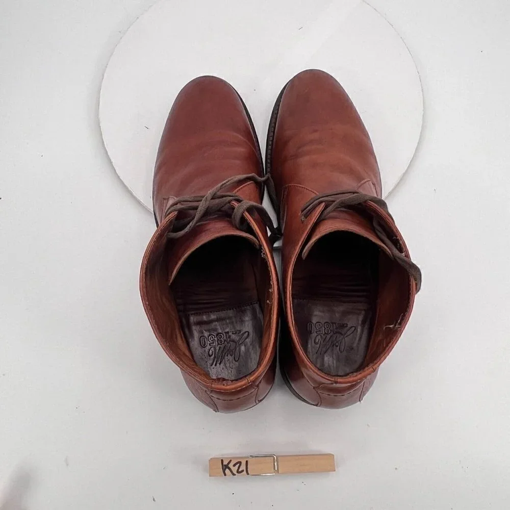 Johnston & Murphy Est. 1850 Men Sz 11 Brown Leather Plain Toe Chukka Ankle Boot
