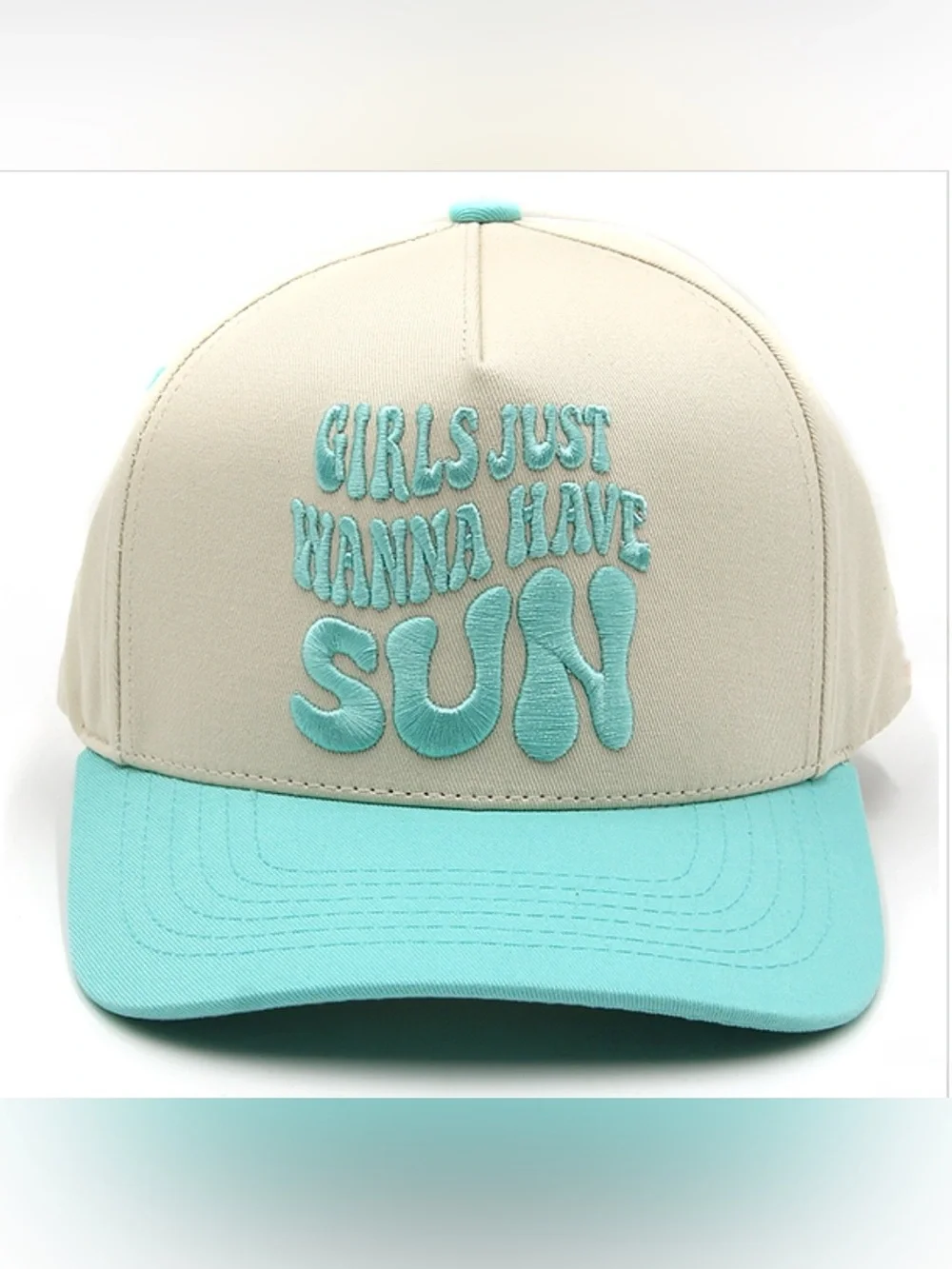 'Girls Just Wanna Have Sun' Aqua & Cream C.C. Trucker Cap