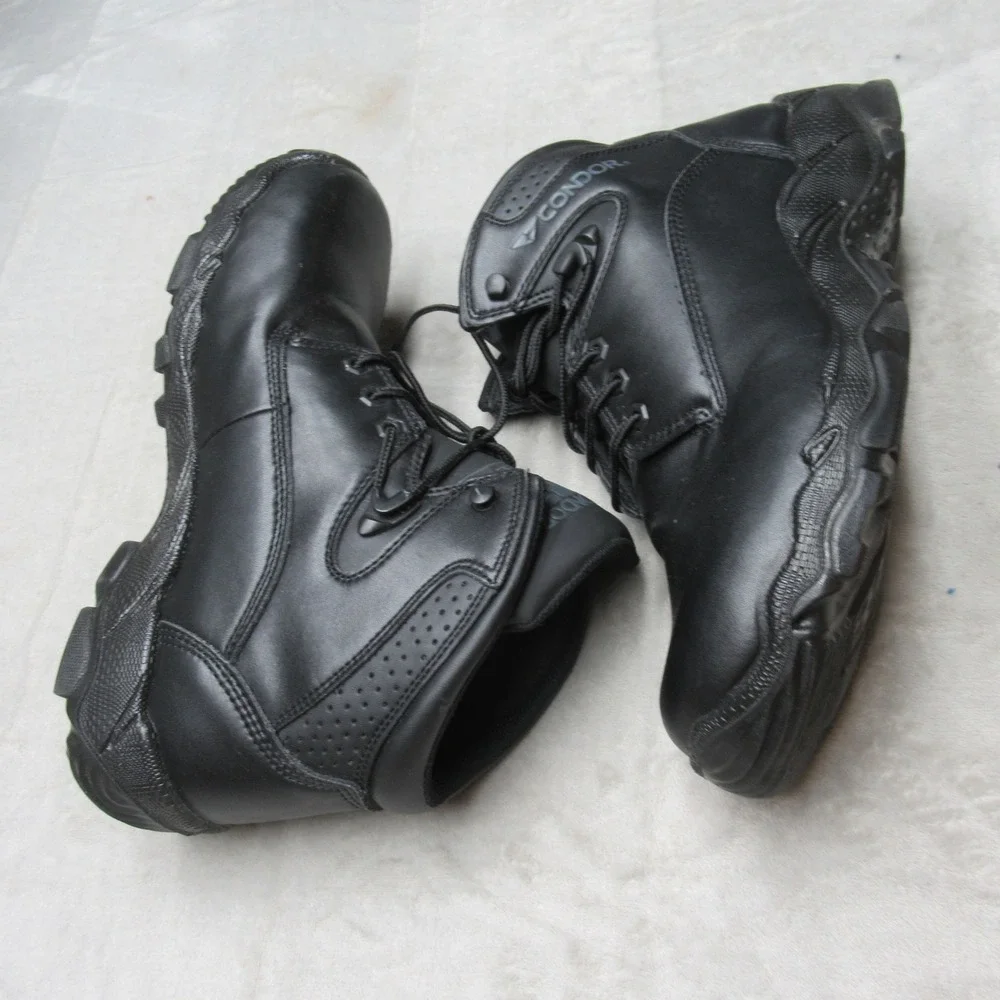 Condor Men 12 Work Boots Black Leather Steel Toe Lace Up Rain Slip Resistant NEW