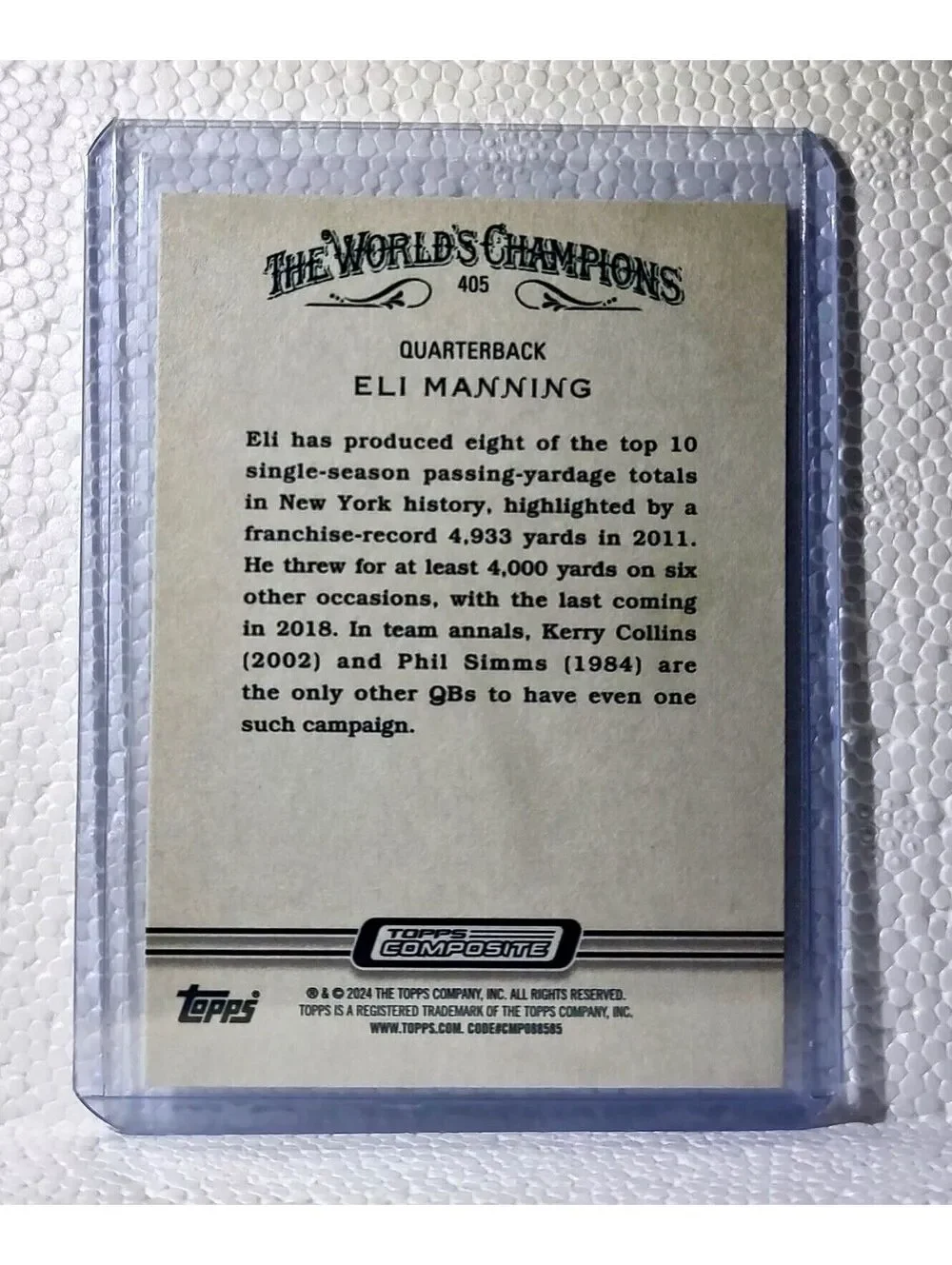 Eli Manning 2023 Topps Allen & Ginter NFL #405 Football Card New York Giants