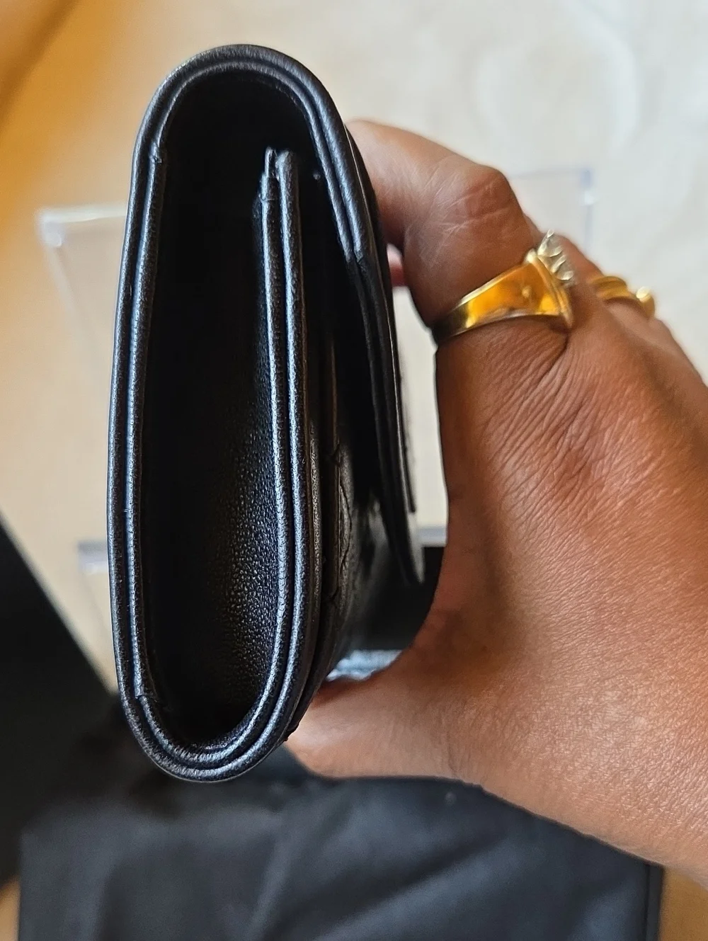 Saint Laurent Small Gaby Black Quilted Lambskin Leather Envelope Wallet