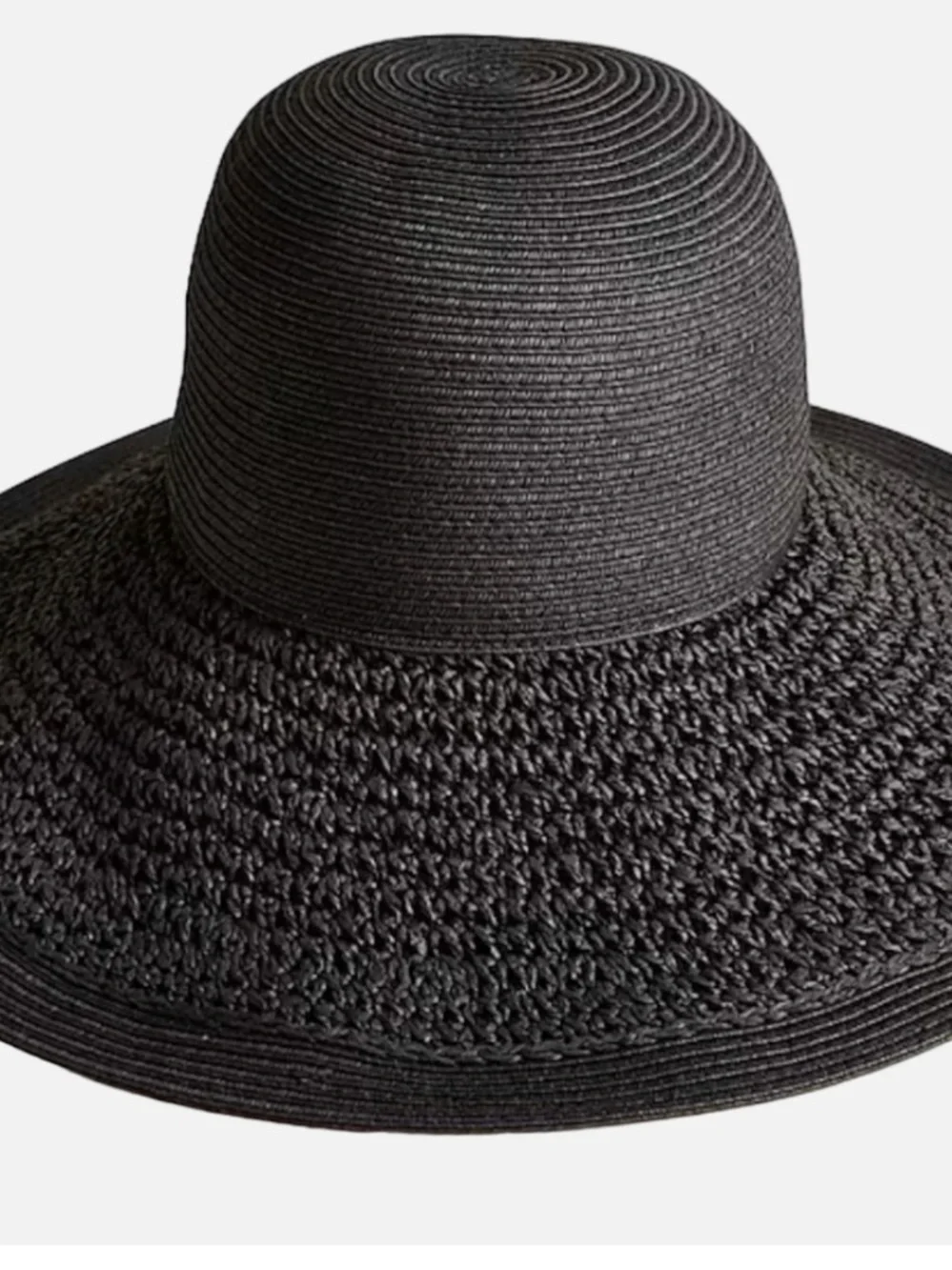 J. Crew Black Wide-Brim Straw Hat