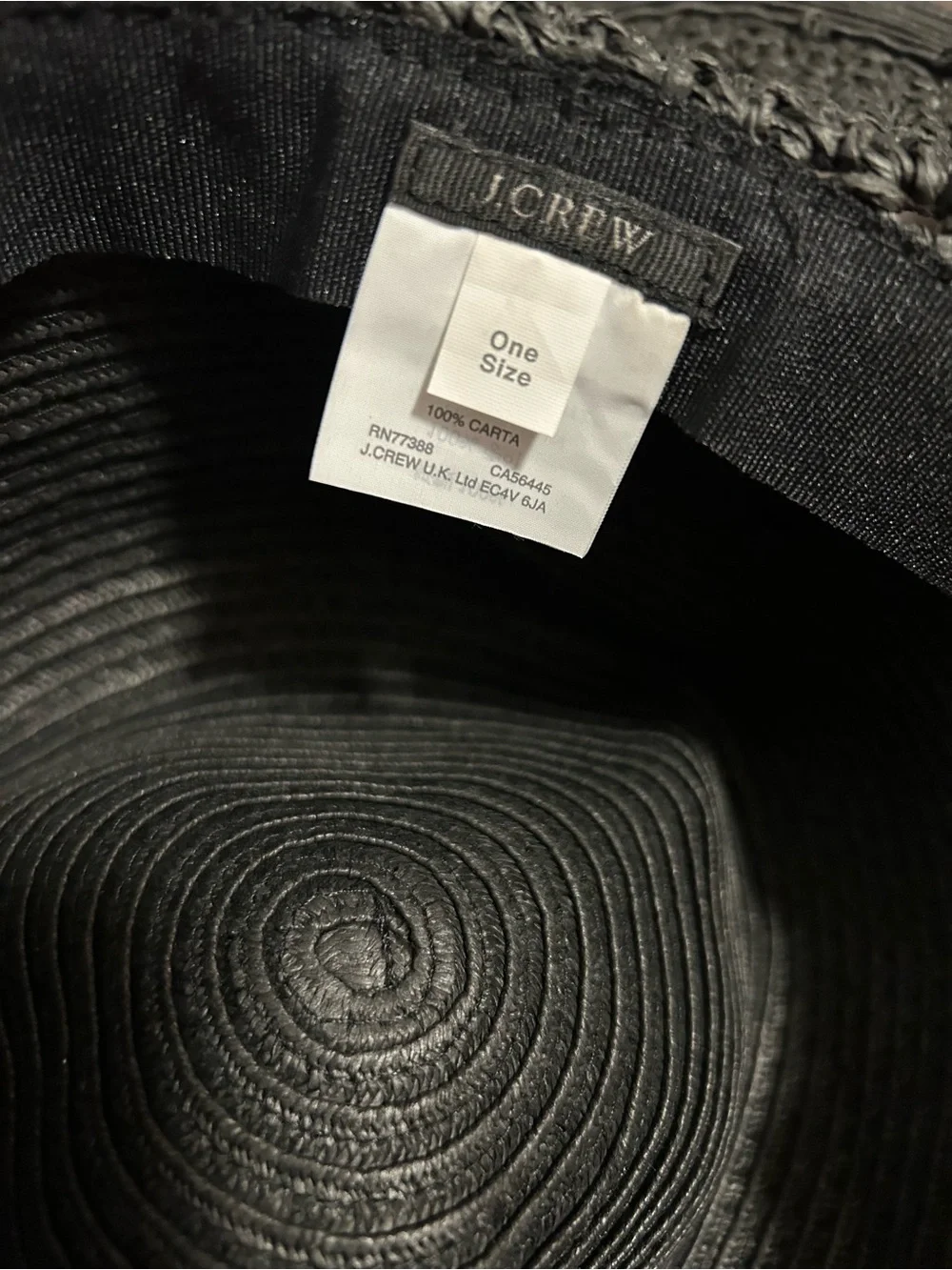 J. Crew Black Wide-Brim Straw Hat
