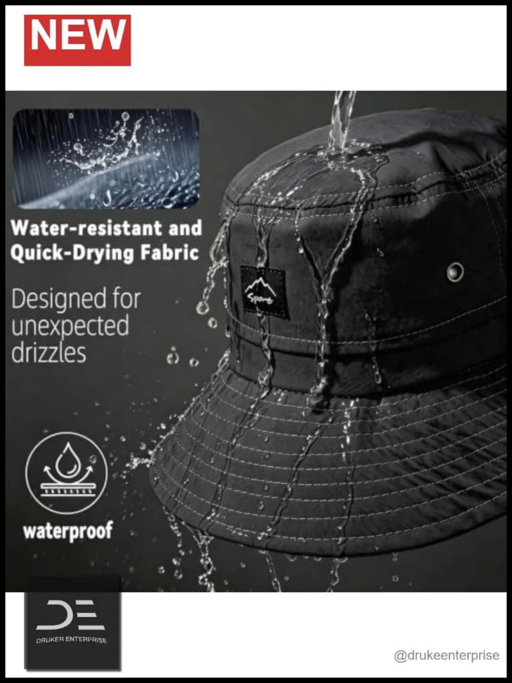 UPF 50+ Packable Fishing Hat Quick Dry Waterproof with Detachable Chin Strap