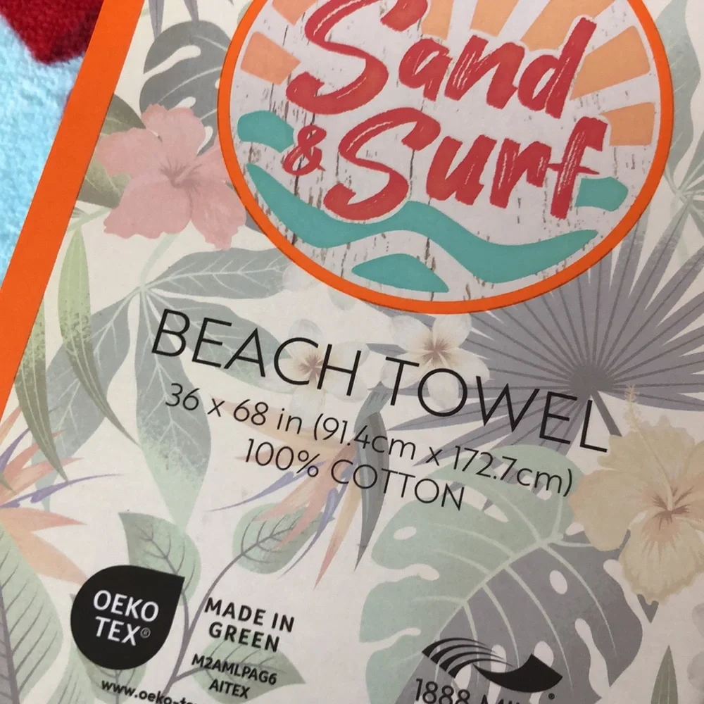 Sand & Surf Light Blue Beach Towel with Patriotic Dog Print