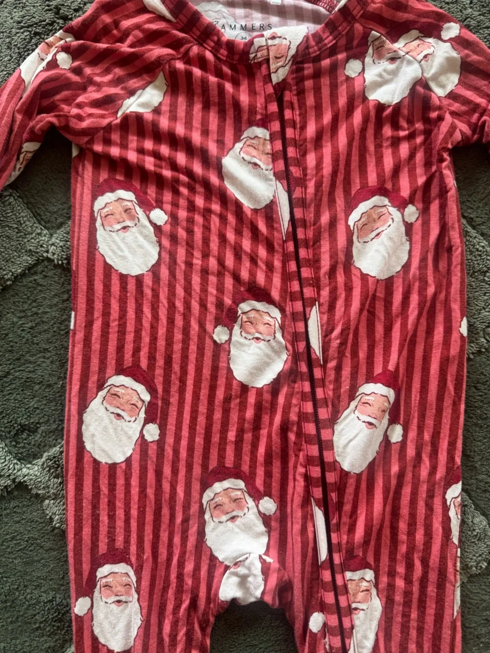 Kids Red Santa Print One-Piece Pajamas