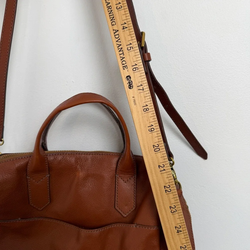Fossil Cognac Brown Pebbled Leather Satchel Crossbody Bag ZB6750