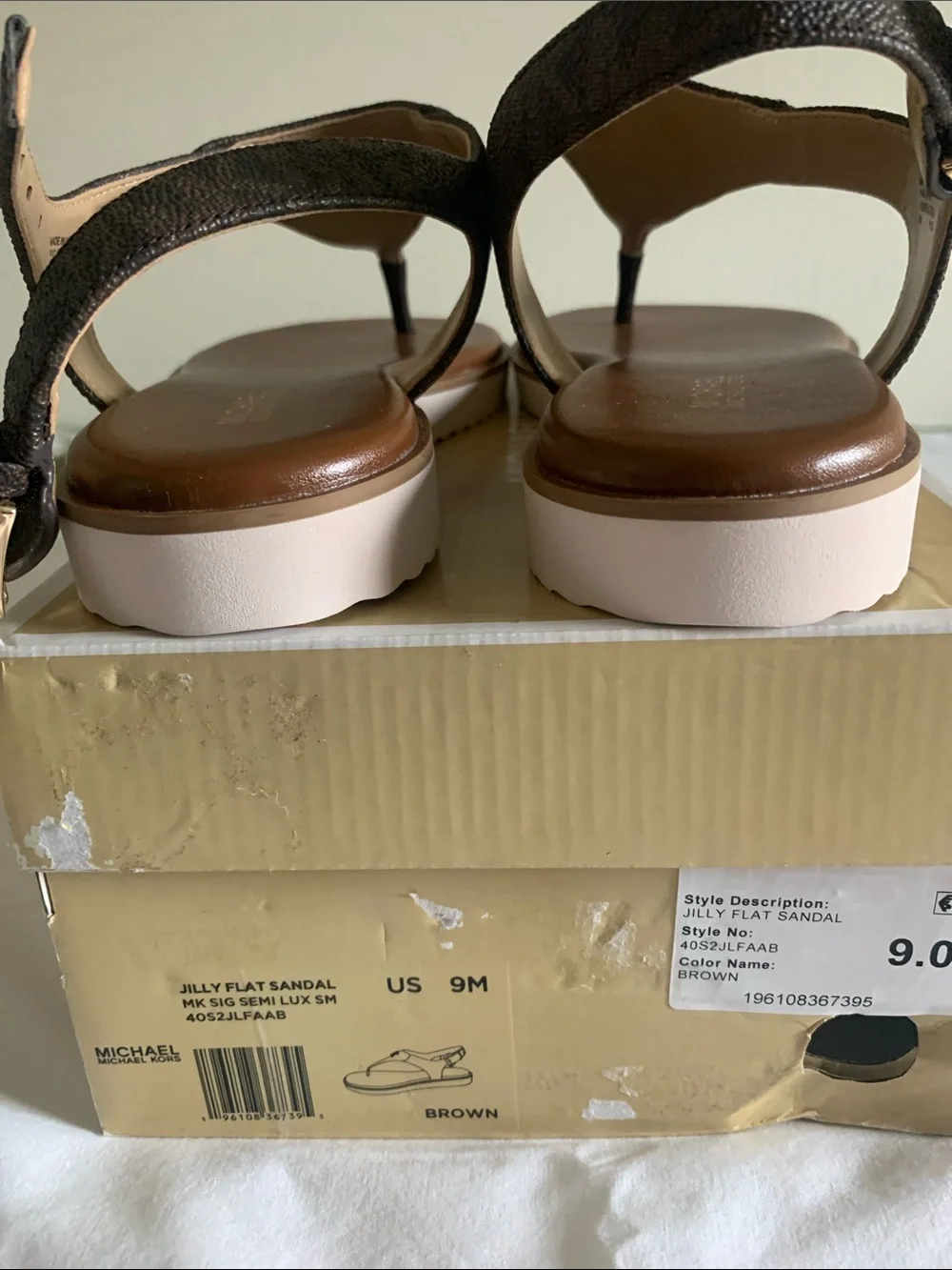 Michael Kors Brown Sandal with Gold MK Logo