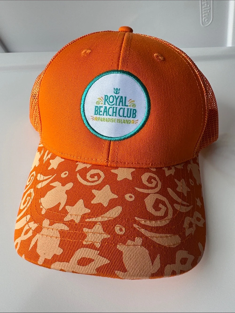 ROYAL BEACH CLUB Caribbean paradise island beach Orange Trucker Hat lk new