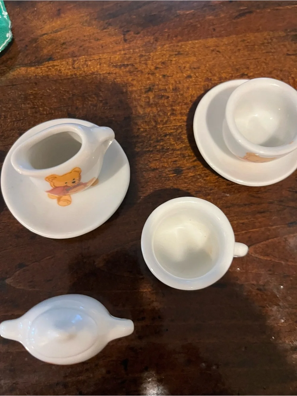 Miniature Teddy Bear Ceramic Tea Set for Kids - White