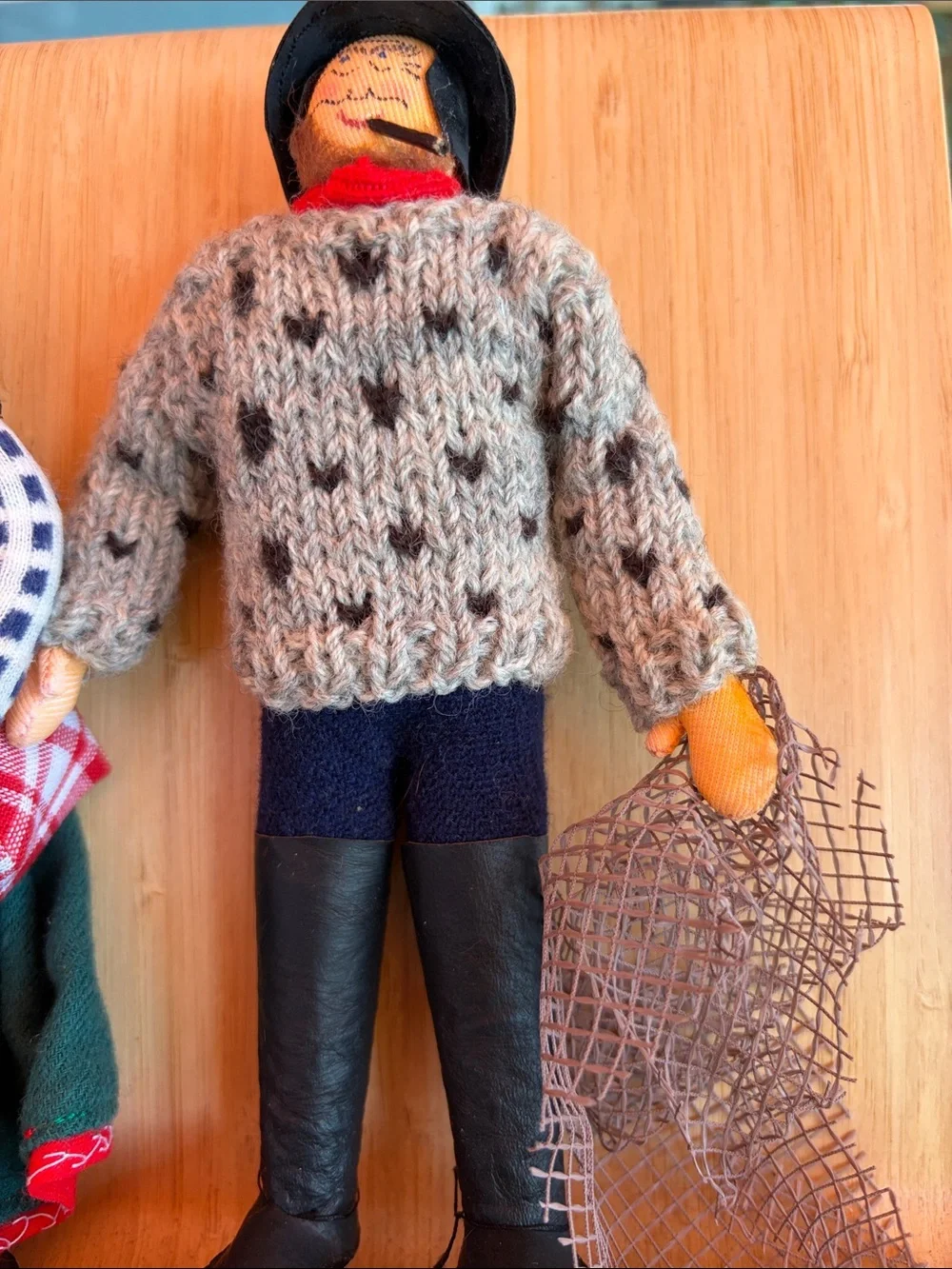 Vintage fishing dolls pair folk