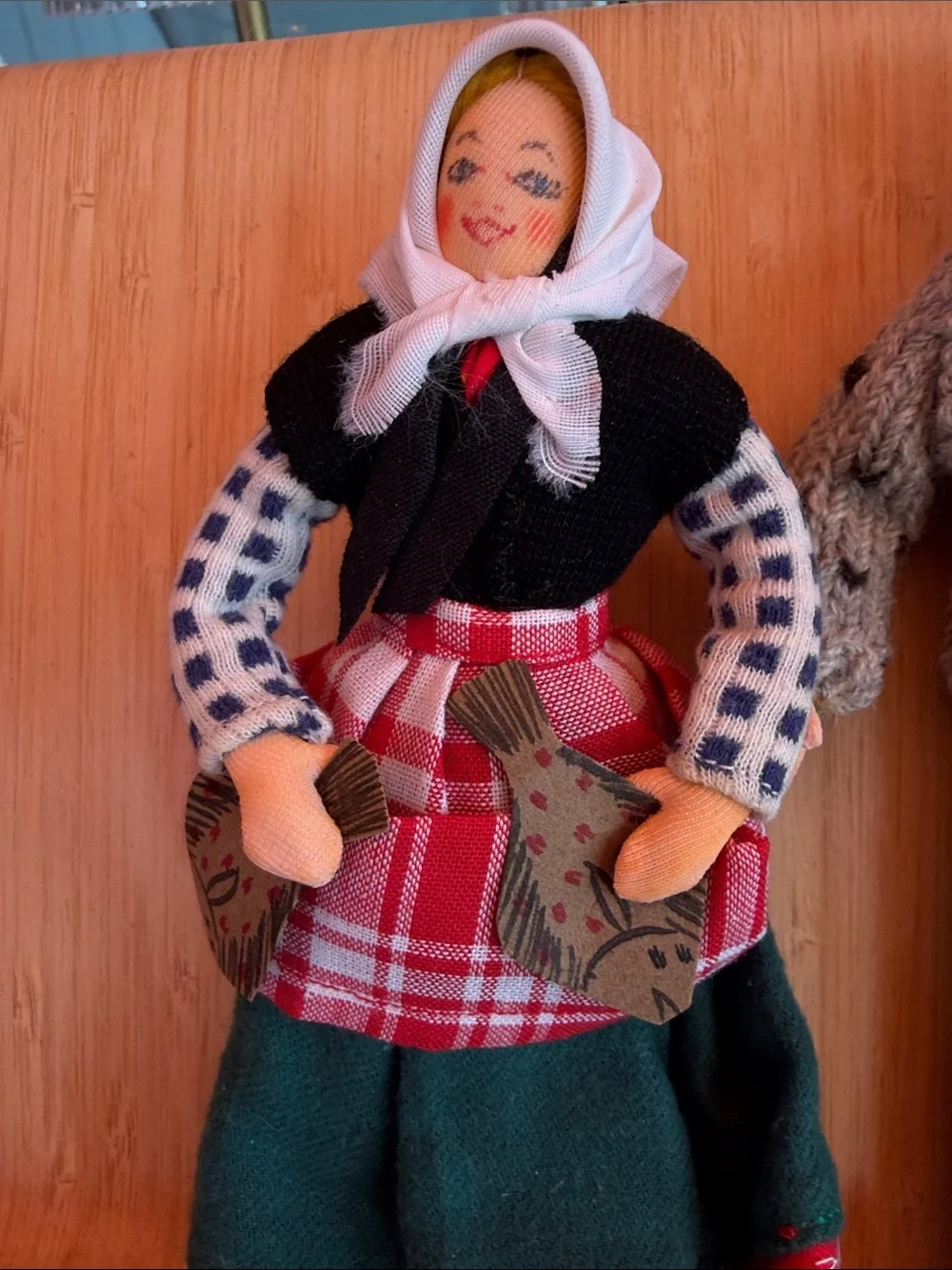 Vintage fishing dolls pair folk