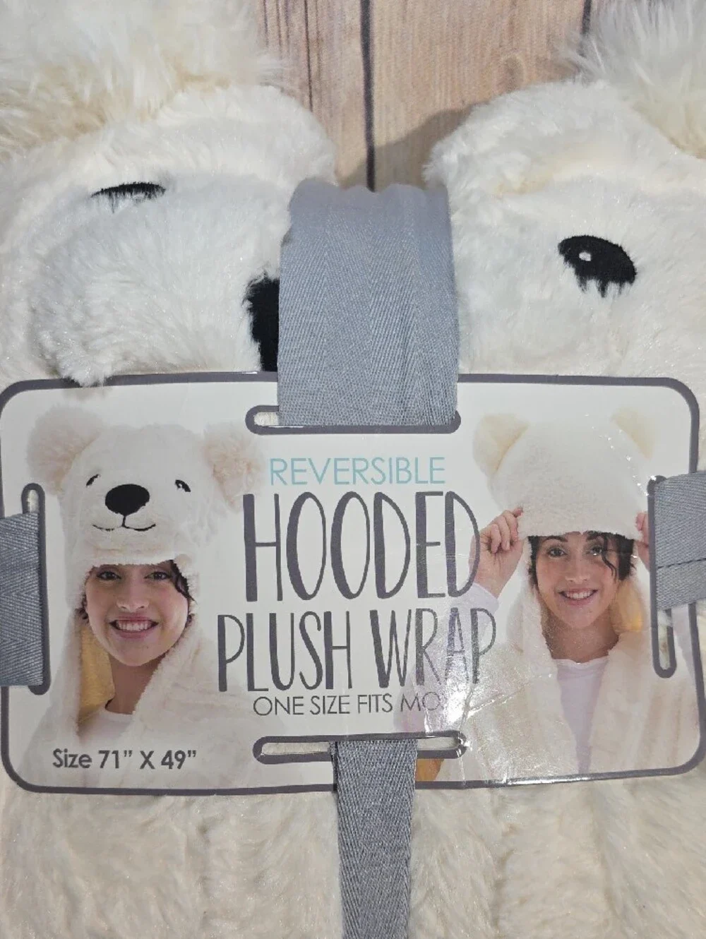 Bear Reversible Hooded Plush Wrap