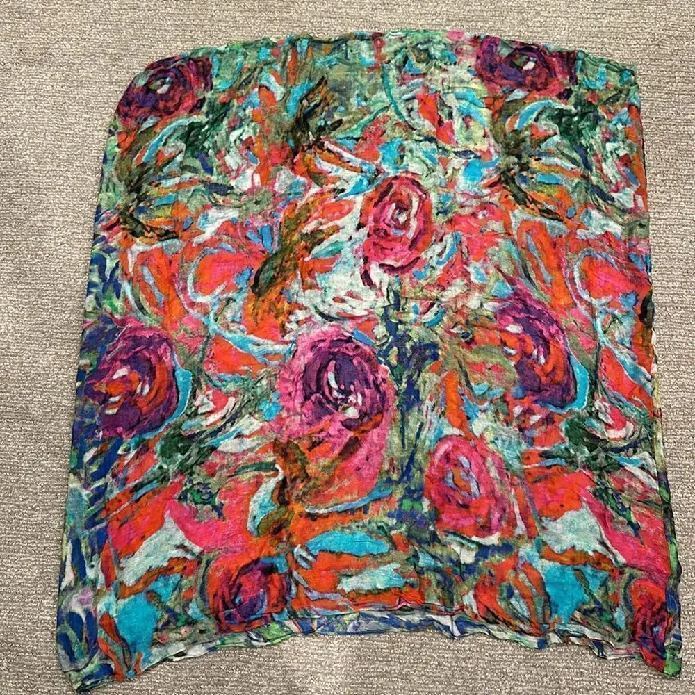 Anthropologie Lulla Collection by Bindya Floral Reversible Scarf shoulder Wrap