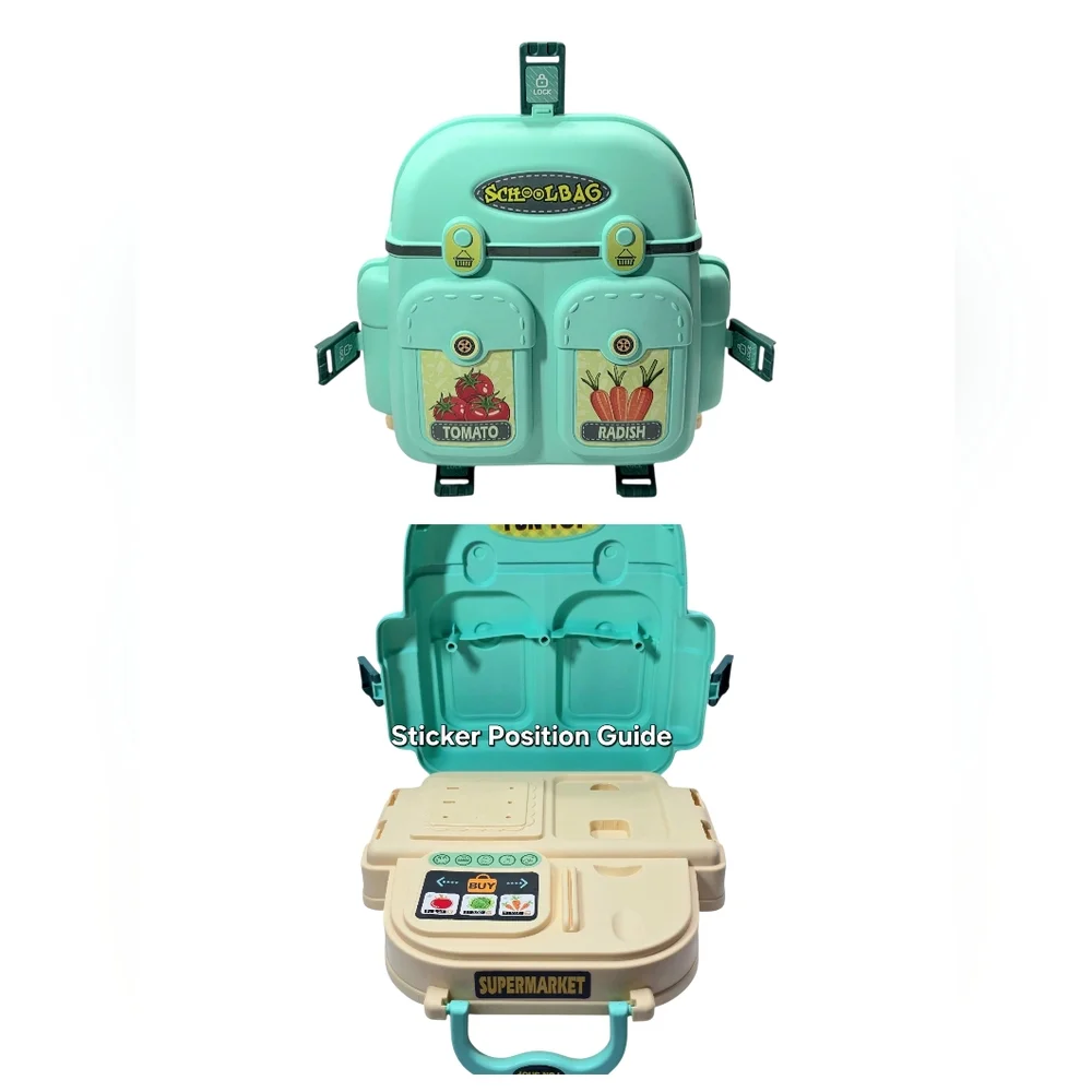 3-in-1 Kids Supermarket Playset Backpack & Toddler Pretend Grocery Store Kit