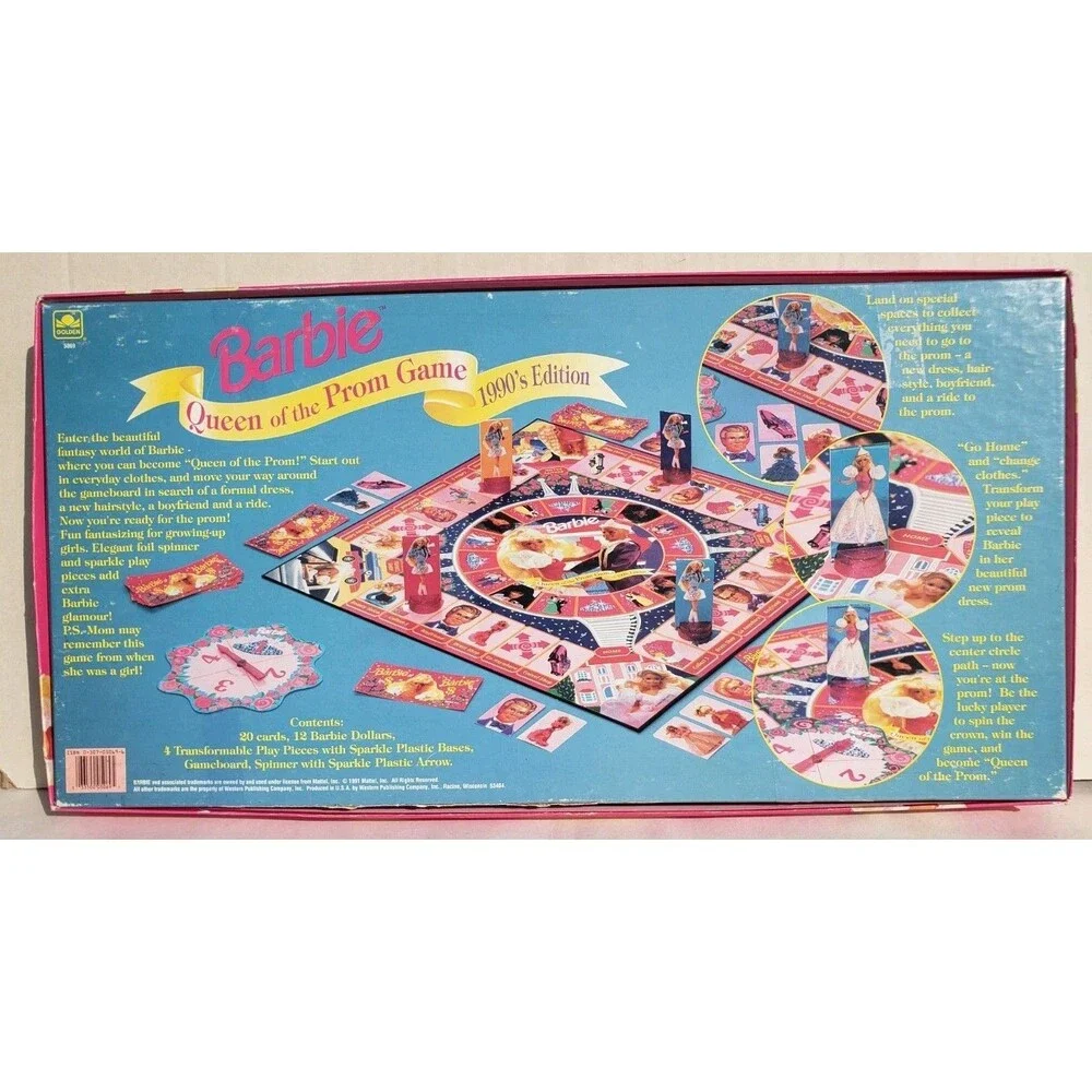 Vtg 1991 Barbie Queen Of The Prom Board Game COMPLETE 1990’s Edition Golden Game