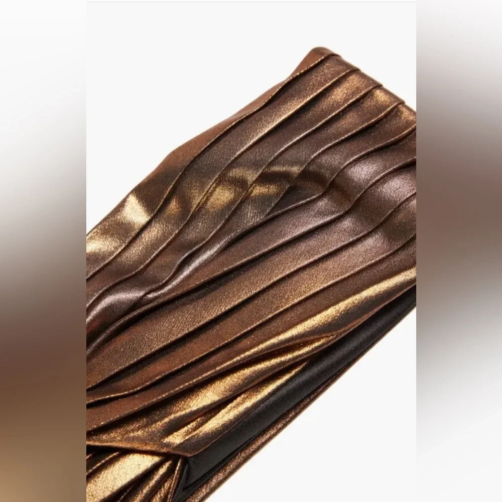 Eugenia Kim Azra Twisted Metallic Twill Bronze Turban Headband