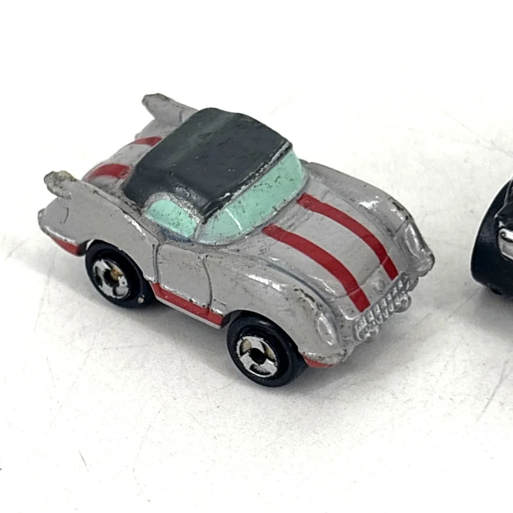 Vintage Micro Machines '55 Corvette Coupe Gray Race Stripes 1986 & Monster Wheel
