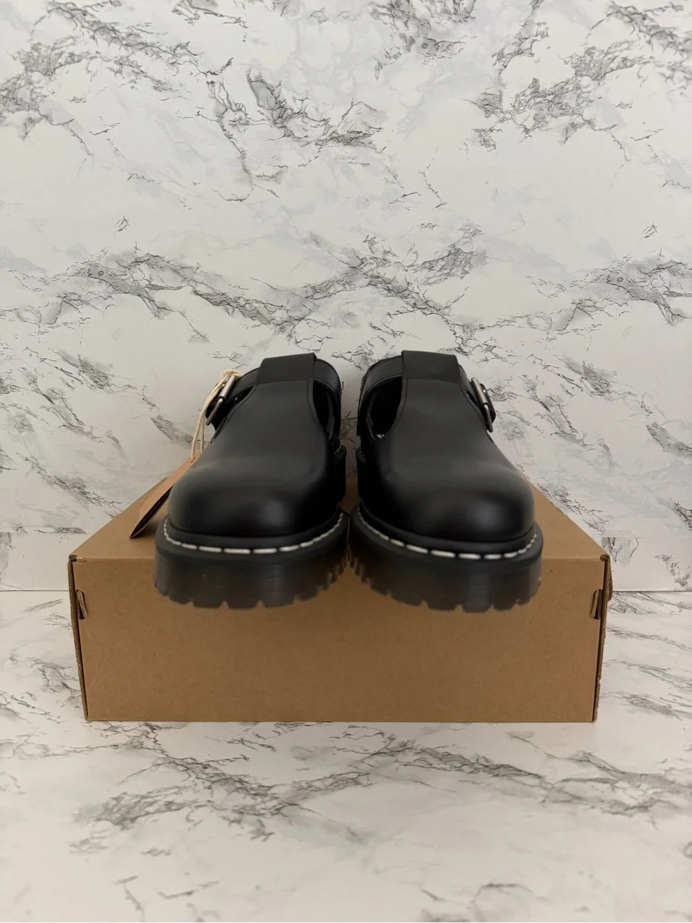 Dr. Martens Polley Bex Black Leather T-Bar Platform Shoes Preppy Men’s Size 11