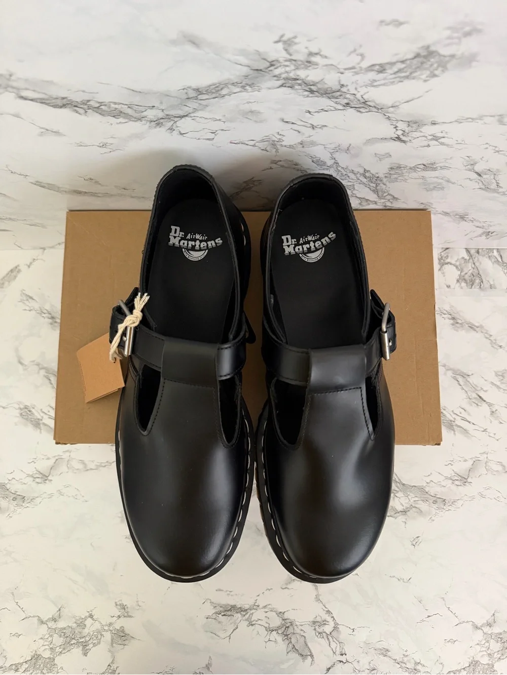 Dr. Martens Polley Bex Black Leather T-Bar Platform Shoes Preppy Men’s Size 11