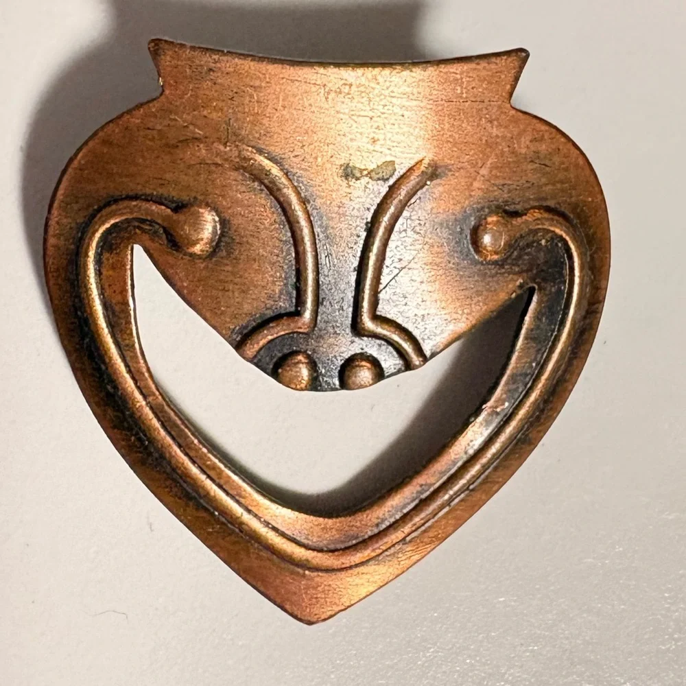 Vintage 50s Mexican Mid-Century copper Modernist Comedy Tragedy Theater Brooch