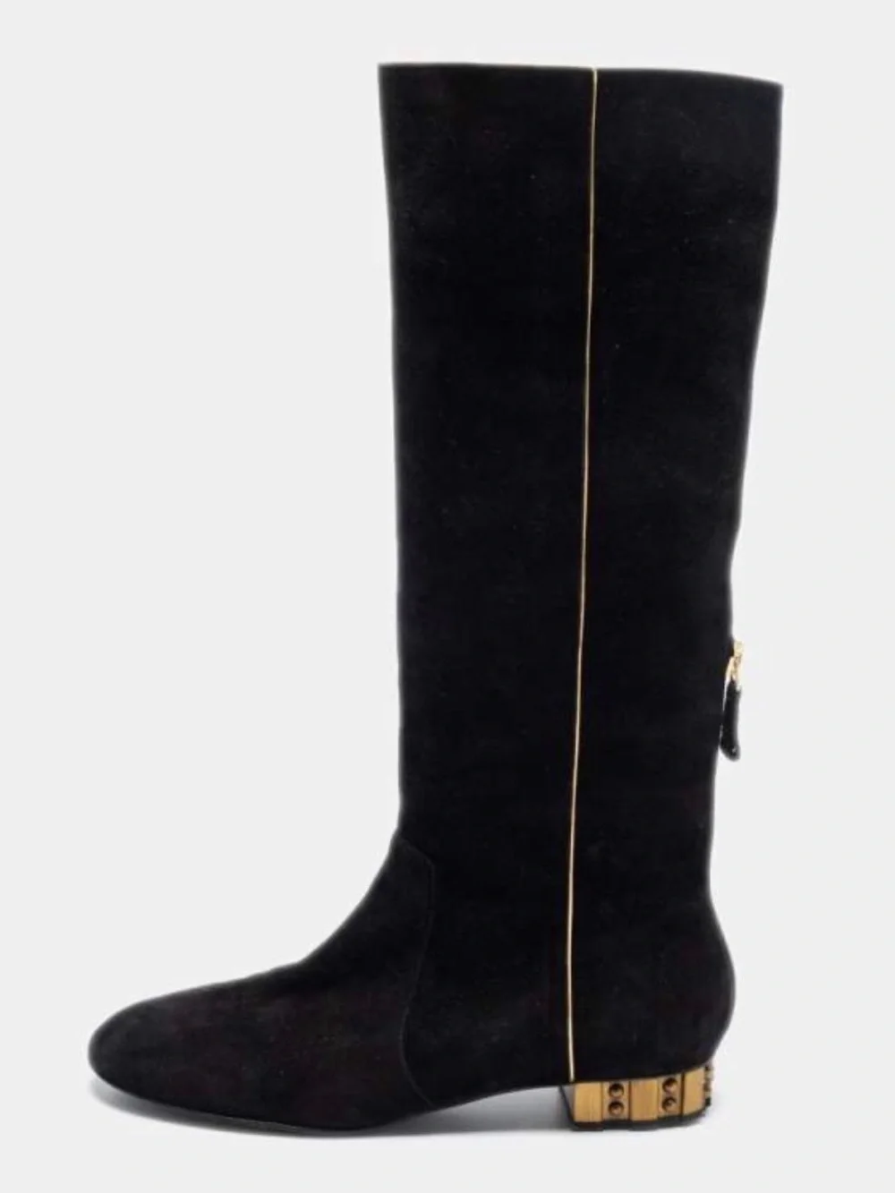 Chanel Black Suede Zip Midcalf Boots