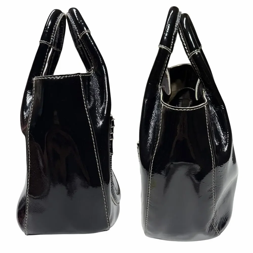 Kate Spade Black Patent Leather Pretty Penny Treesh Shoulder Handbag Large Purse