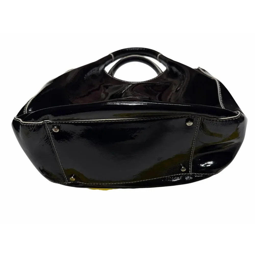 Kate Spade Black Patent Leather Pretty Penny Treesh Shoulder Handbag Large Purse