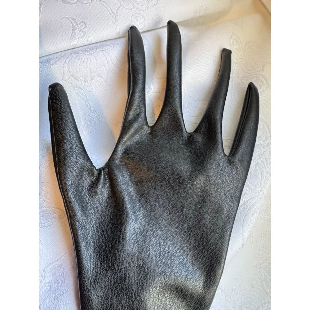 SKIMS Women S Faux Leather Formal Prom Length Long Gloves Onyx Black NEW No Tags