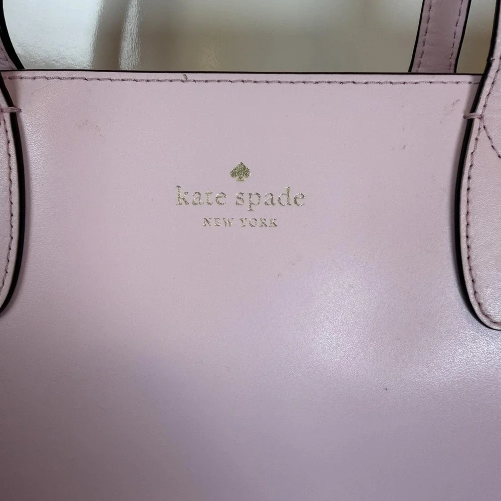 Kate Spade Tote Bag Womens Large Pink Leather Beige Lining Shoulder Work Office
