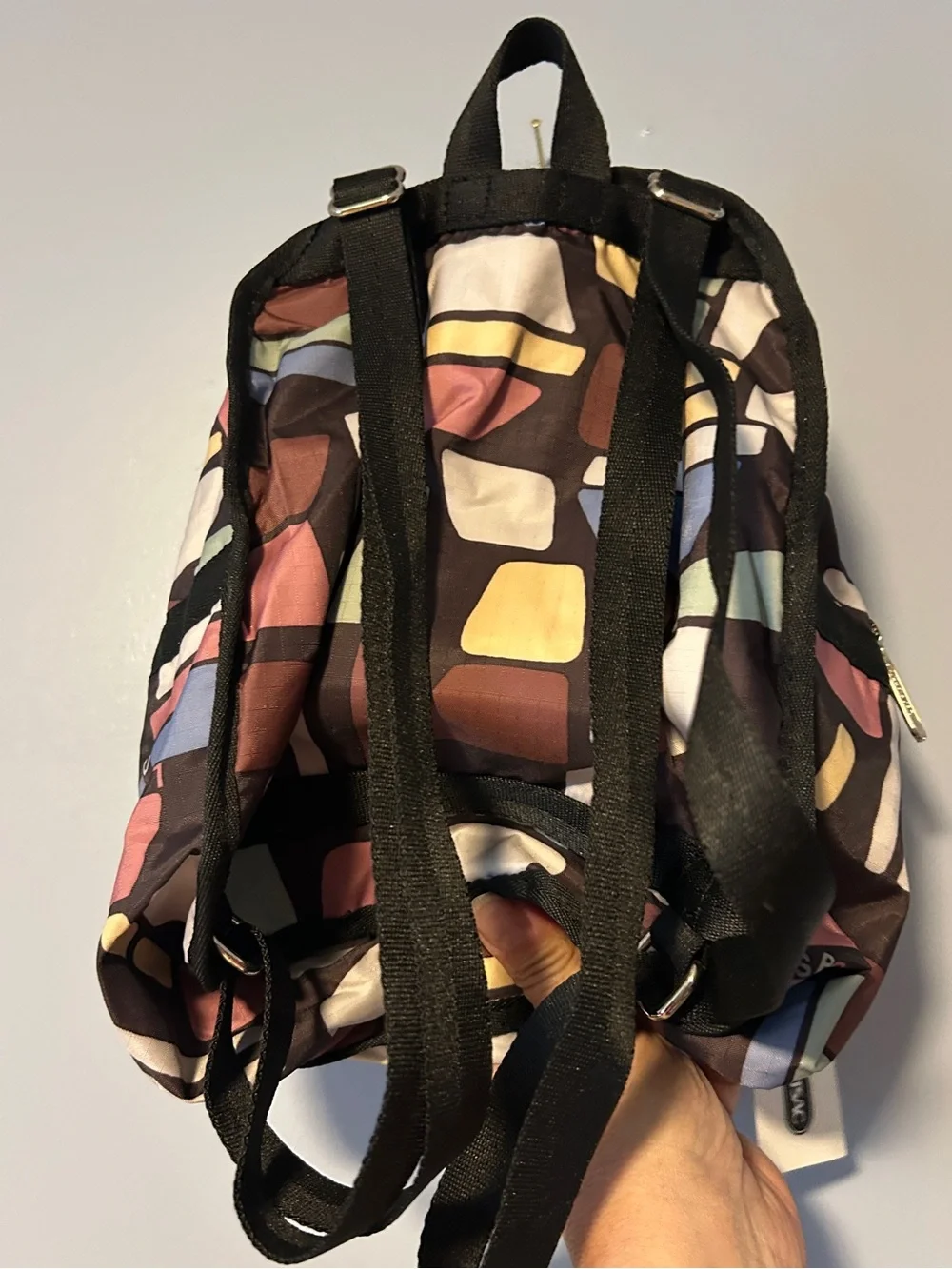 Lesportsac Brown Multicolor Geometric Print Backpack Small Morgan NWT