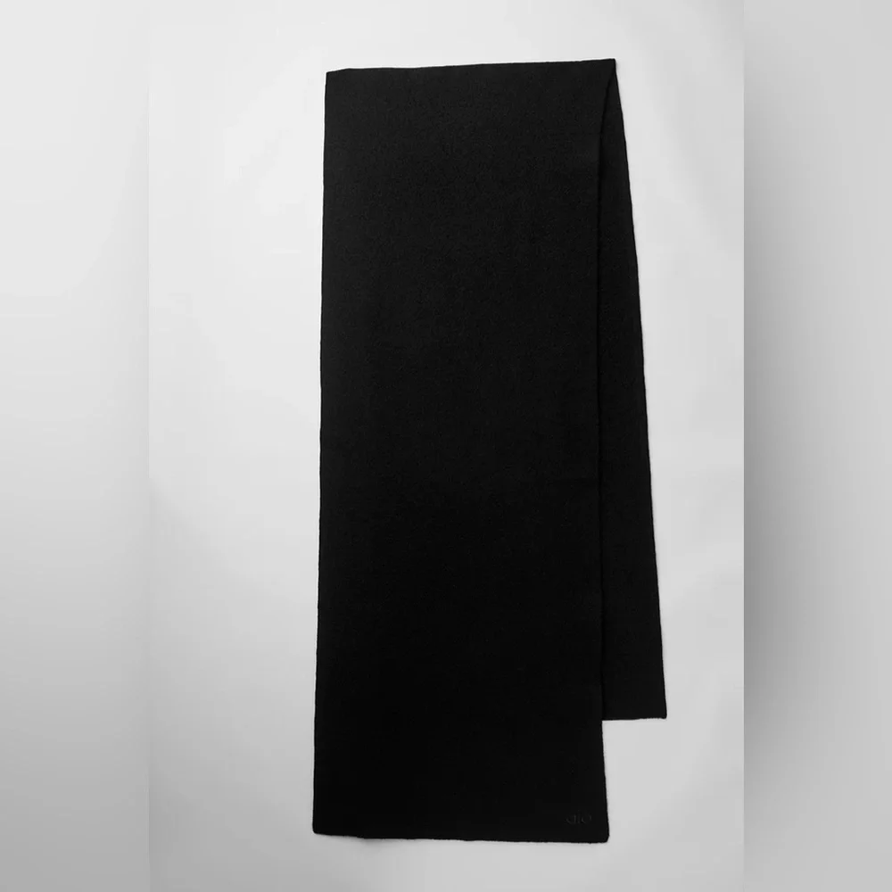 Alo Yoga Merino Wool Oversized Scarf Black Cozy Winter Luxury Wrap