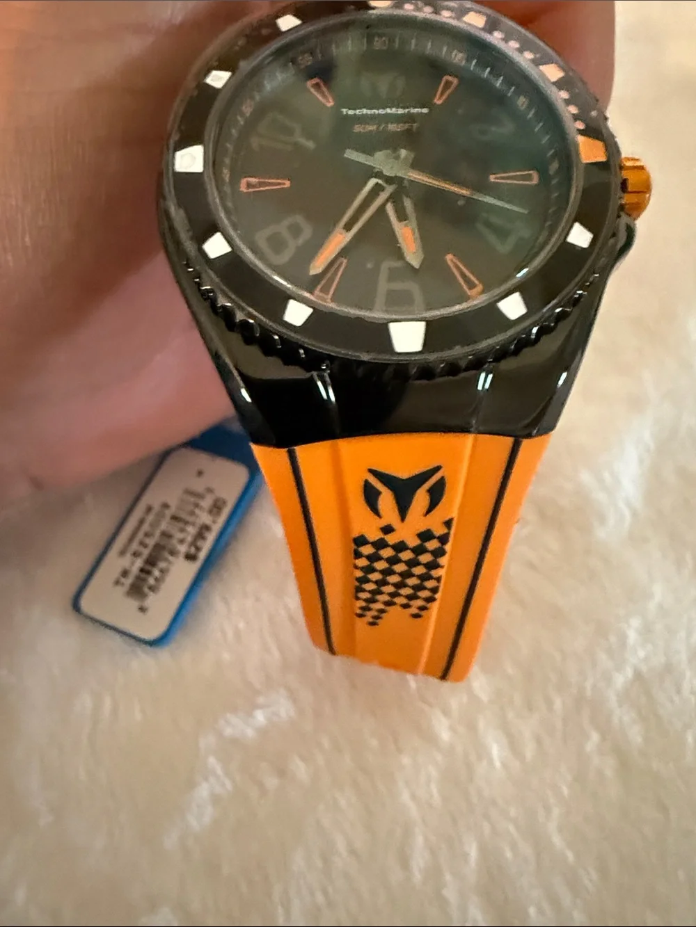 Technomarine Orange and Black Sport Watch with Bold Silicone Strap