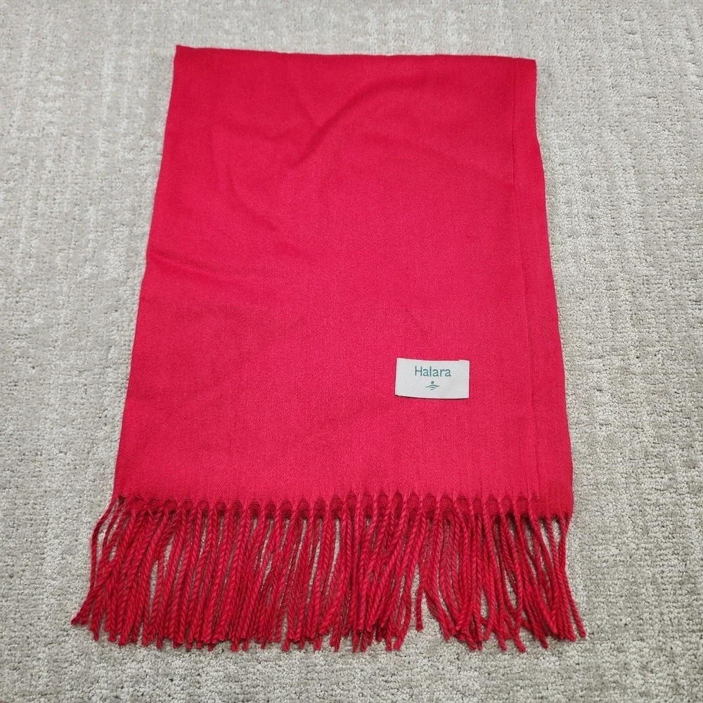 Halara Scarf Knit Fringe Casual Red One Size