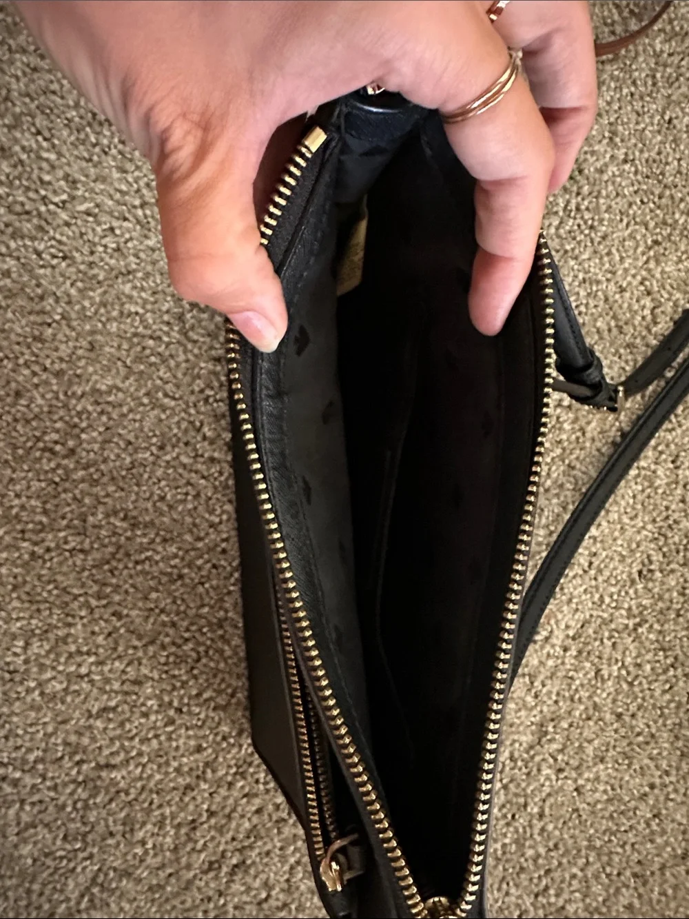 kate spade black saffiano leather crossbody bag with gold hardware