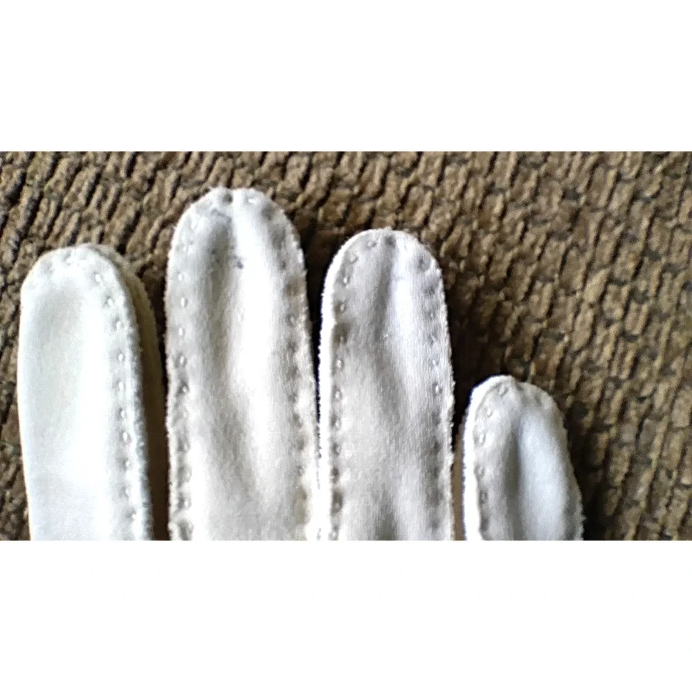 Vintage Handmade Classic Cotton Wrist Gloves Cream Small Pearlcore Rockabilly
