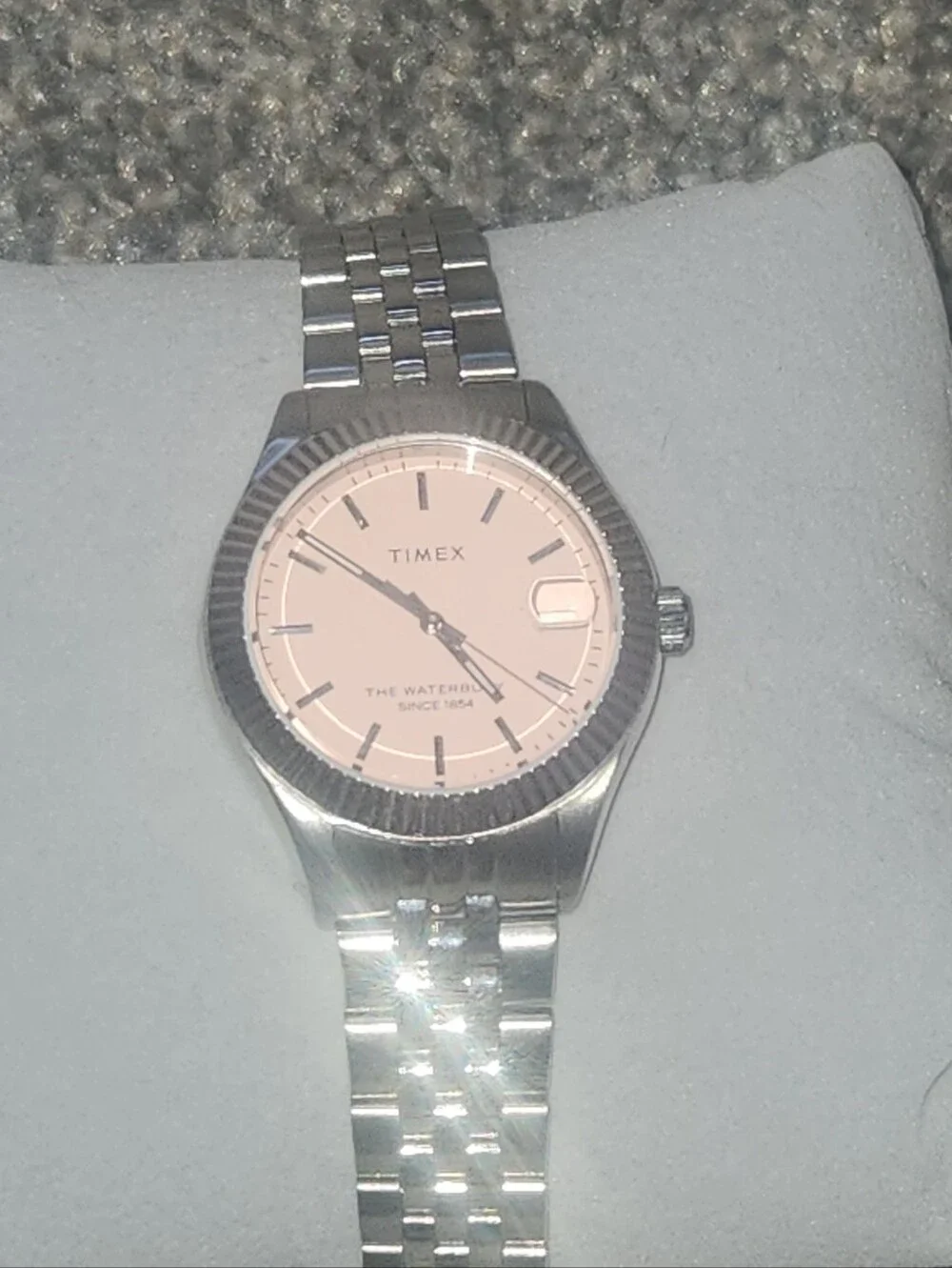 Timex Women's Silver Bracelet Watch with Pink Dial NEW