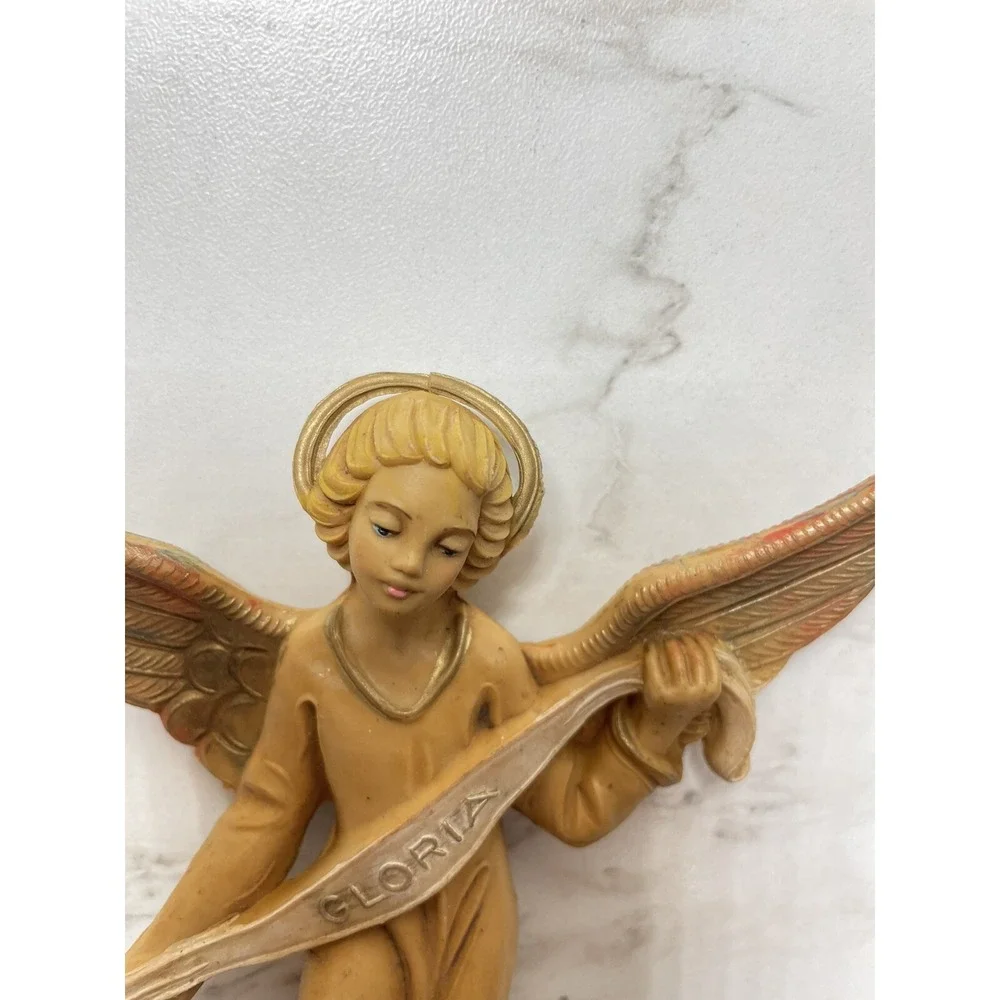 Vintage Poly Resin Angel Gloria Banner for Nativity Figure 5