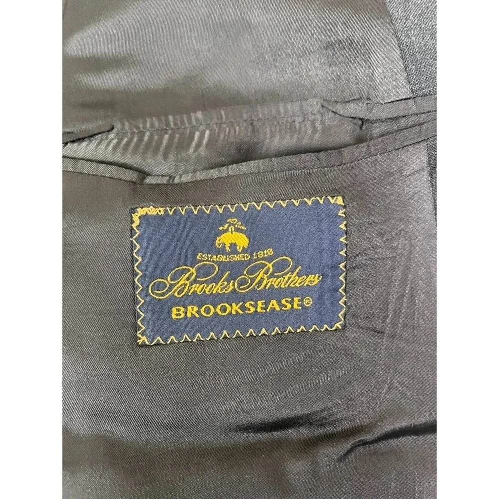 Brooks Brothers Brooksease Blazer Mens‎ Dark Gray Wool Lycra Blazer Size 38 S