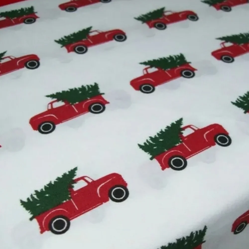 Christmas Holiday Red Truck Tree Microfiber Full Sheet Set w/ Plush Throw