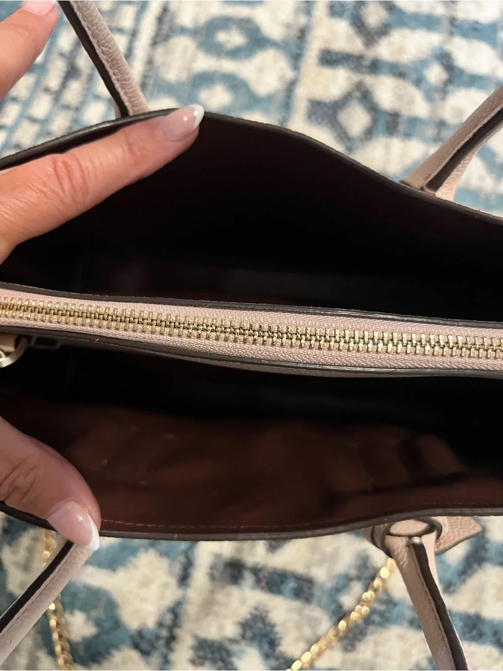 kate spade Blush Pink Margaux Leather Satchel with Gold Chain